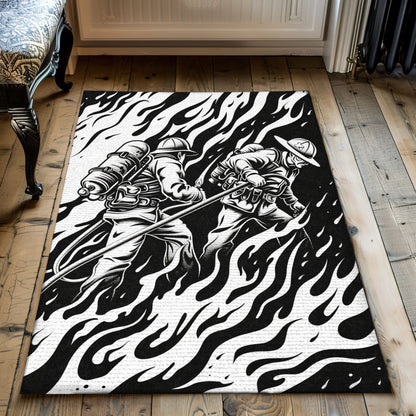 Custom Fireman Carpet: Celebrate the Dedication of Firefighters, Firefighter Rugs for Living Room Bedroom, Firefighter Rectangular Rugs Full Size FR25