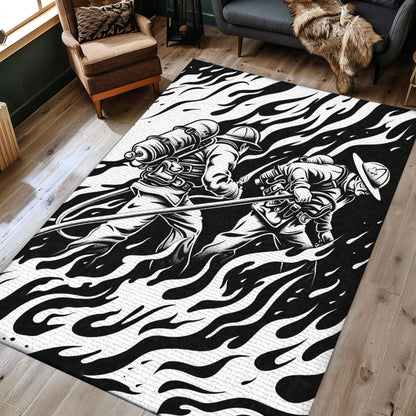 Custom Fireman Carpet: Celebrate the Dedication of Firefighters, Firefighter Rugs for Living Room Bedroom, Firefighter Rectangular Rugs Full Size FR25