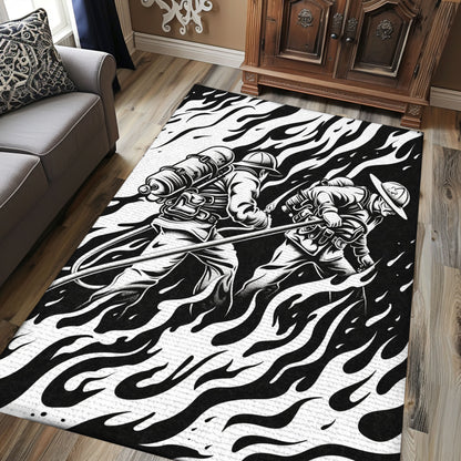 Custom Fireman Carpet: Celebrate the Dedication of Firefighters, Firefighter Rugs for Living Room Bedroom, Firefighter Rectangular Rugs Full Size FR25