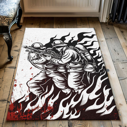 Vibrant Firefighter Area Rug: Symbol of Bravery in Your Home Decor, Firefighter Rugs for Living Room Bedroom, Firefighter Rectangular Rugs Full Size FR24