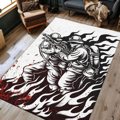 Vibrant Firefighter Area Rug: Symbol of Bravery in Your Home Decor, Firefighter Rugs for Living Room Bedroom, Firefighter Rectangular Rugs Full Size FR24