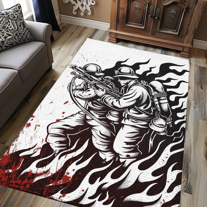 Vibrant Firefighter Area Rug: Symbol of Bravery in Your Home Decor, Firefighter Rugs for Living Room Bedroom, Firefighter Rectangular Rugs Full Size FR24