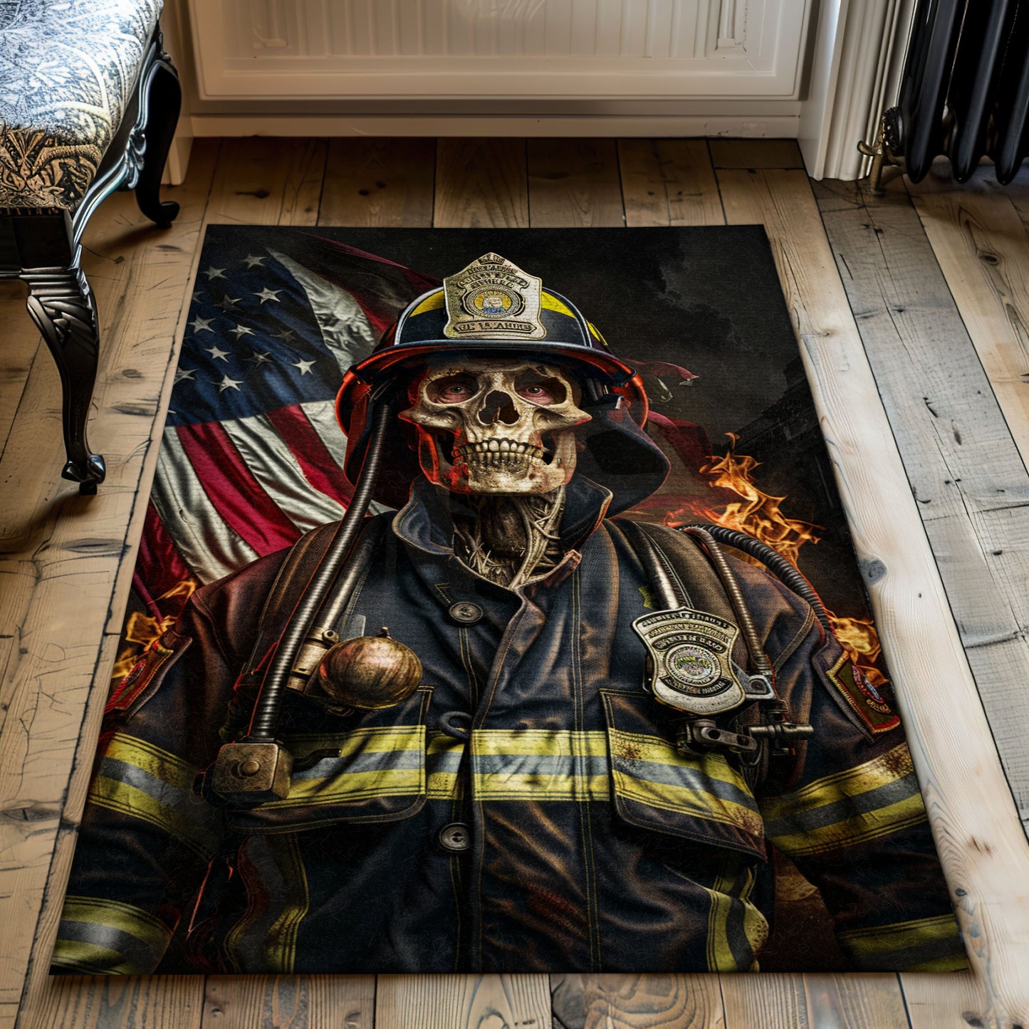 Bold Firefighter Truck Design Rug: Add Drama to Your Home Decor, Firefighter Rugs for Living Room Bedroom, Firefighter Rectangular Rugs Full Size FR17