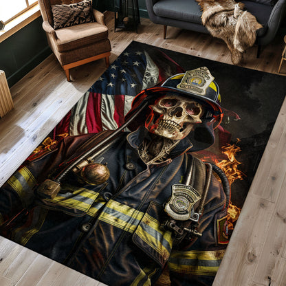 Bold Firefighter Truck Design Rug: Add Drama to Your Home Decor, Firefighter Rugs for Living Room Bedroom, Firefighter Rectangular Rugs Full Size FR17