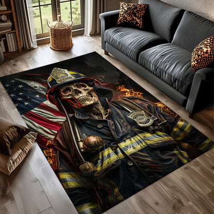 Bold Firefighter Truck Design Rug: Add Drama to Your Home Decor, Firefighter Rugs for Living Room Bedroom, Firefighter Rectangular Rugs Full Size FR17