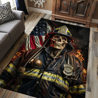 Bold Firefighter Truck Design Rug: Add Drama to Your Home Decor, Firefighter Rugs for Living Room Bedroom, Firefighter Rectangular Rugs Full Size FR17