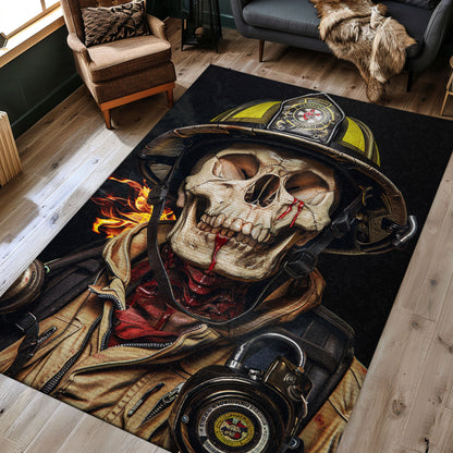 Rectangular Firefighter Truck Pattern Rug: Showcase Your Appreciation for Firefighters, Firefighter Rugs for Living Room Bedroom, Firefighter Rectangular Rugs Full Size FR15