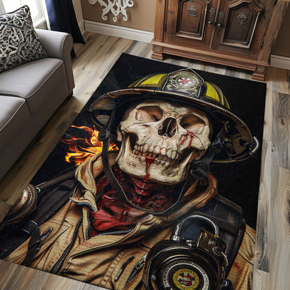 Rectangular Firefighter Truck Pattern Rug: Showcase Your Appreciation for Firefighters, Firefighter Rugs for Living Room Bedroom, Firefighter Rectangular Rugs Full Size FR15