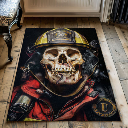 Fireman Truck Theme Rug: Make Your Floors Stand Out with Heroic Imagery, Firefighter Rugs for Living Room Bedroom, Firefighter Rectangular Rugs Full Size FR14