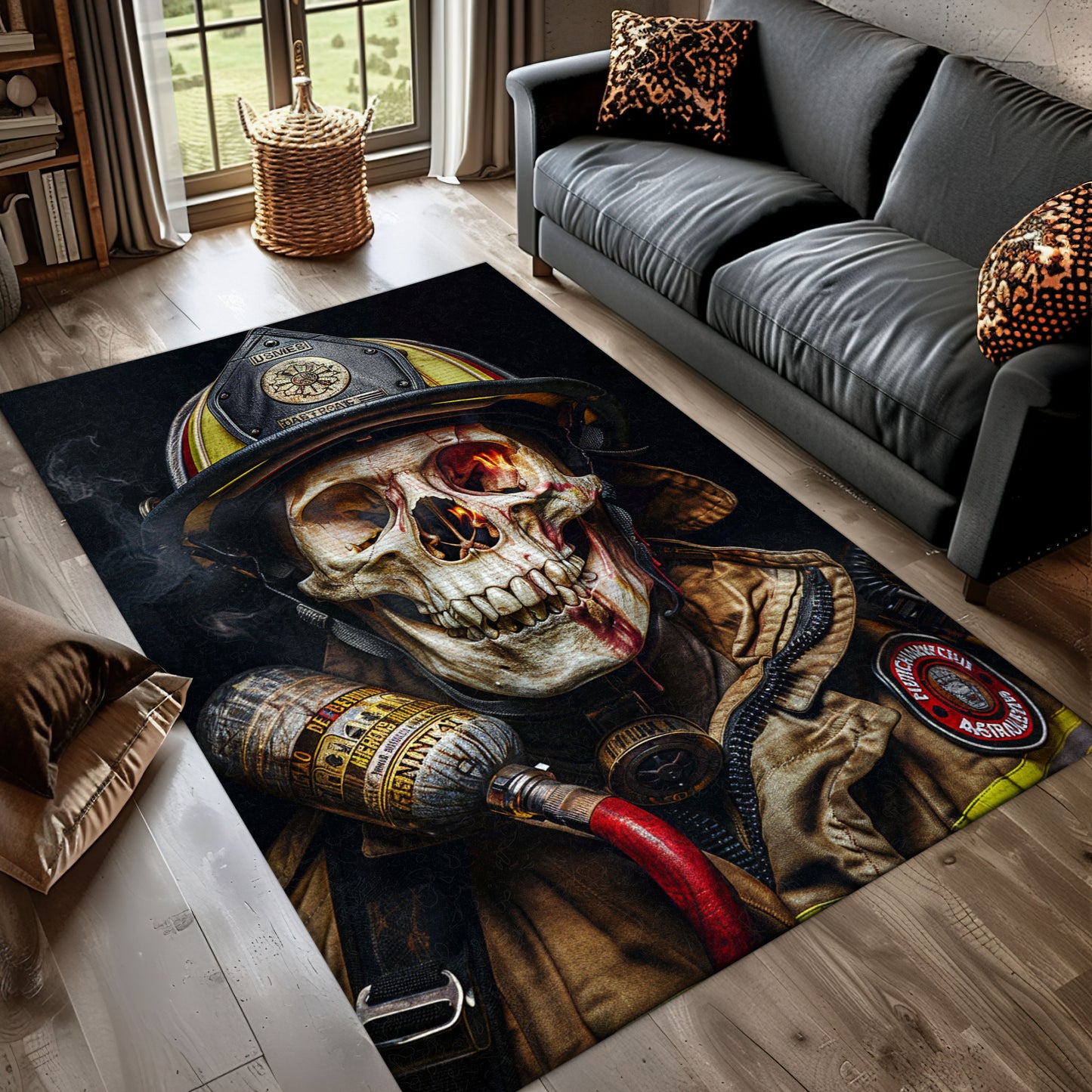 Firefighter Truck Print Carpet: Elevate Your Room with Action-Packed Style, Firefighter Rugs for Living Room Bedroom, Firefighter Rectangular Rugs Full Size FR13