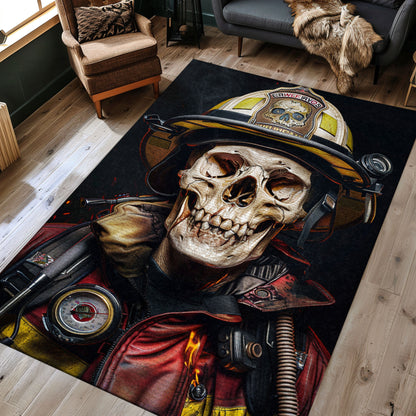 Firefighter Truck Motif Rug: Express Your Gratitude for Firefighters, Firefighter Rugs for Living Room Bedroom, Firefighter Rectangular Rugs Full Size FR11