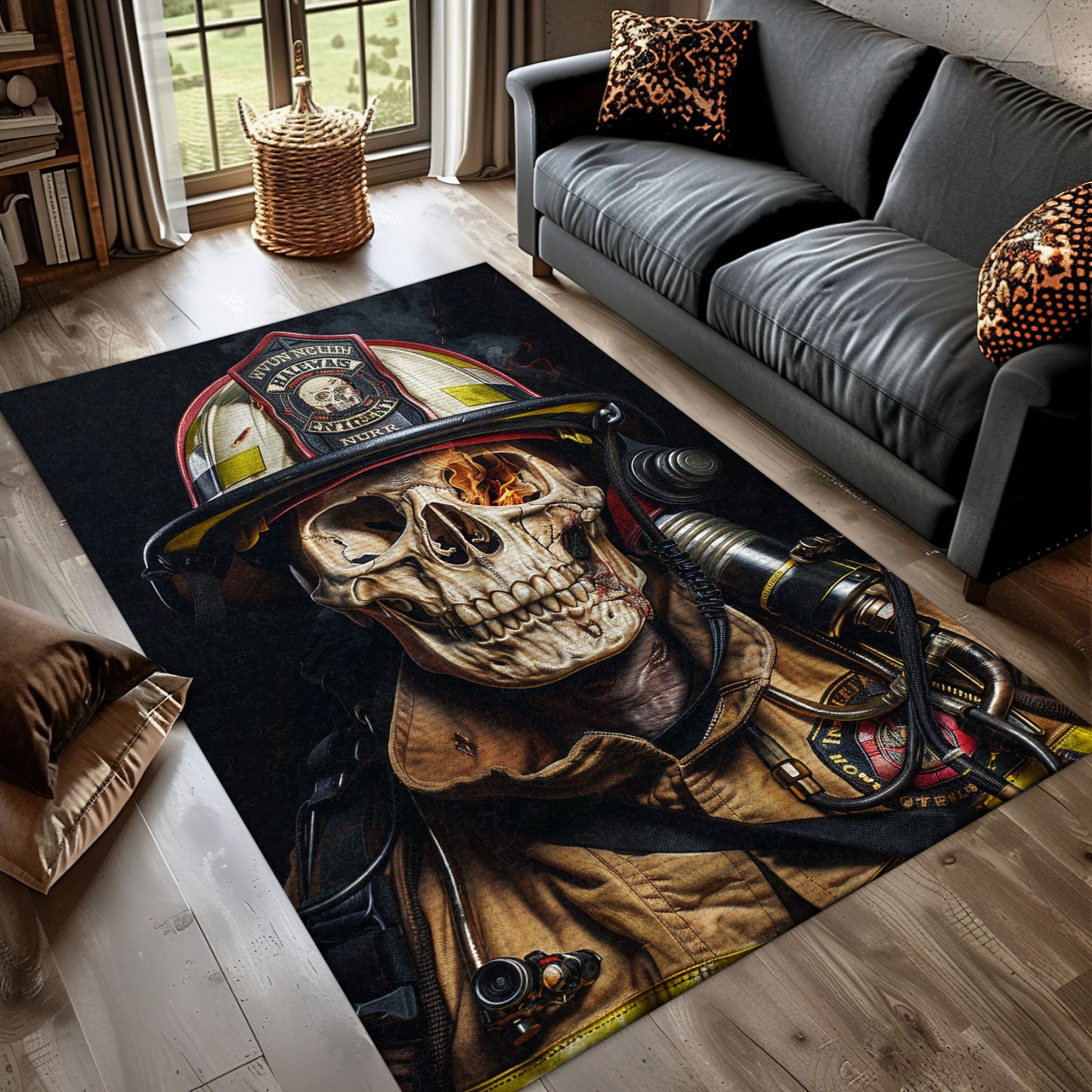 Firefighter Truck Theme Carpet: Pay Tribute to Everyday Heroes, Firefighter Rugs for Living Room Bedroom, Firefighter Rectangular Rugs Full Size FR09