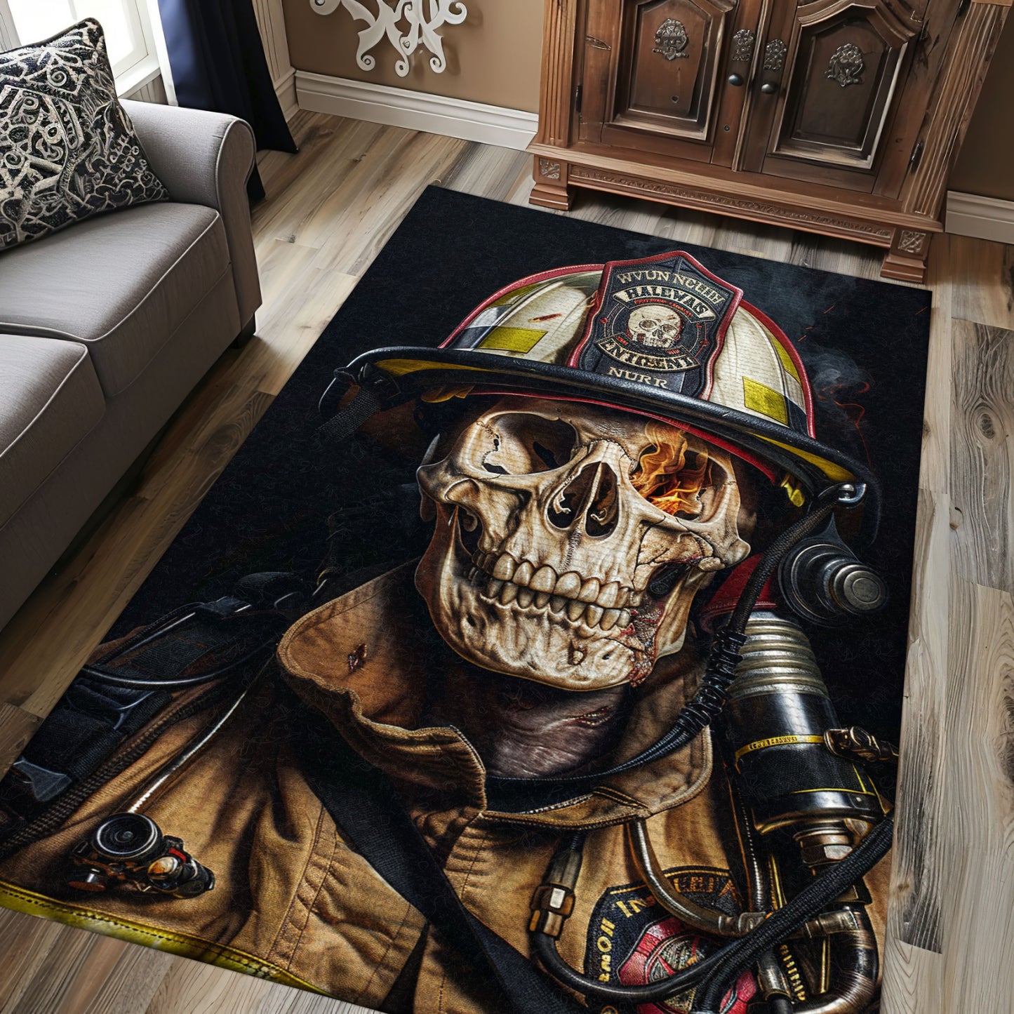 Firefighter Truck Theme Carpet: Pay Tribute to Everyday Heroes, Firefighter Rugs for Living Room Bedroom, Firefighter Rectangular Rugs Full Size FR09