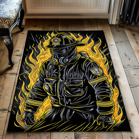 Bold Firefighter Rectangular Rug: Add Action to Your Living Space, Firefighter Rugs for Living Room Bedroom, Firefighter Rectangular Rugs Full Size FR23