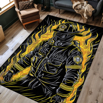 Bold Firefighter Rectangular Rug: Add Action to Your Living Space, Firefighter Rugs for Living Room Bedroom, Firefighter Rectangular Rugs Full Size FR23