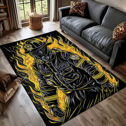 Bold Firefighter Rectangular Rug: Add Action to Your Living Space, Firefighter Rugs for Living Room Bedroom, Firefighter Rectangular Rugs Full Size FR23