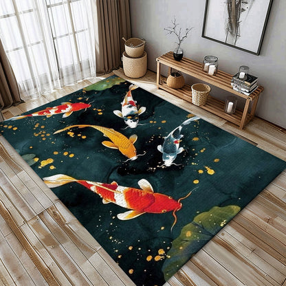 Stunning Koi Fish Carpet to Enhance Your Living Room or Bedroom - Thoughtful Gift for Koi Fish Lovers, Koi Rugs, Koi Fish Rug Carpet for Koi Lovers Size 5x8, 4x6, 3x5, 2x3 FT Koi 59