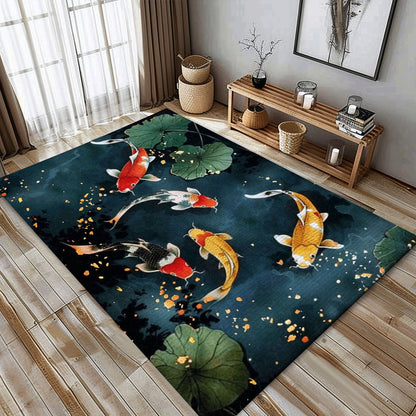 Elegant Koi Fish Carpet for Bedrooms and Living Rooms - Excellent Gift for Koi Fish Enthusiasts, Koi Rugs, Koi Fish Rug Carpet for Koi Lovers Size 5x8, 4x6, 3x5, 2x3 FT Koi 58