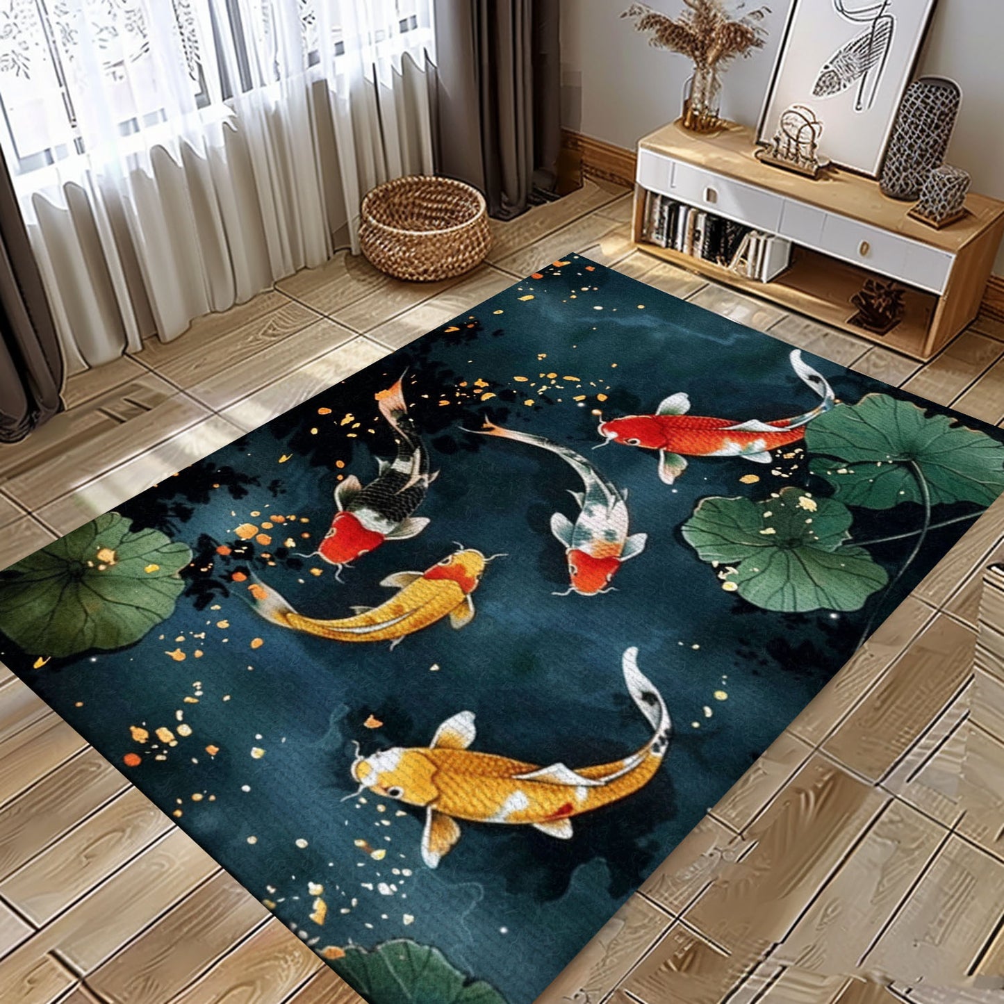 Elegant Koi Fish Carpet for Bedrooms and Living Rooms - Excellent Gift for Koi Fish Enthusiasts, Koi Rugs, Koi Fish Rug Carpet for Koi Lovers Size 5x8, 4x6, 3x5, 2x3 FT Koi 58