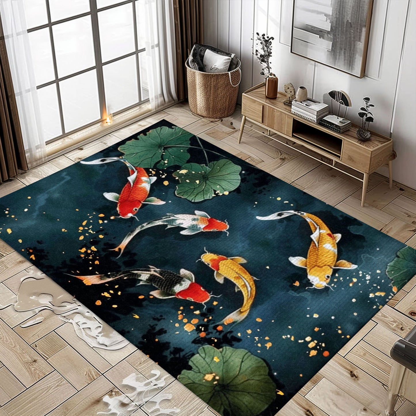 Elegant Koi Fish Carpet for Bedrooms and Living Rooms - Excellent Gift for Koi Fish Enthusiasts, Koi Rugs, Koi Fish Rug Carpet for Koi Lovers Size 5x8, 4x6, 3x5, 2x3 FT Koi 58