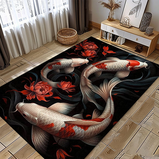 Charming Koi Fish Carpet for Home Decor in Living Room or Bedroom - Ideal Present for Koi Lovers, Koi Rugs, Koi Fish Rug Carpet for Koi Lovers Size 5x8, 4x6, 3x5, 2x3 FT Koi 57