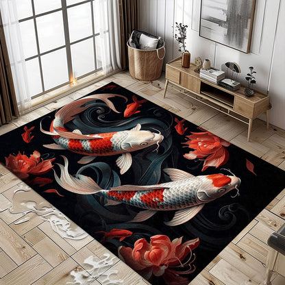 Eye-Catching Koi Fish Carpet for Your Bedroom or Living Room - Delightful Gift for Koi Fish Enthusiasts, Koi Rugs, Koi Fish Rug Carpet for Koi Lovers Size 5x8, 4x6, 3x5, 2x3 FT Koi 56