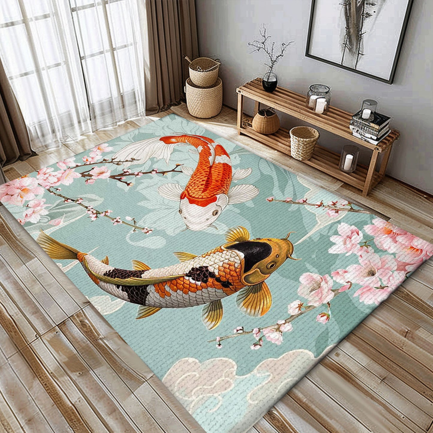 Koi Fish Carpet for Bedrooms and Living Rooms - Perfect Gift for Koi Fish Enthusiasts, Koi Rugs, Koi Fish Rug Carpet for Koi Lovers Size 5x8, 4x6, 3x5, 2x3 FT Koi 54