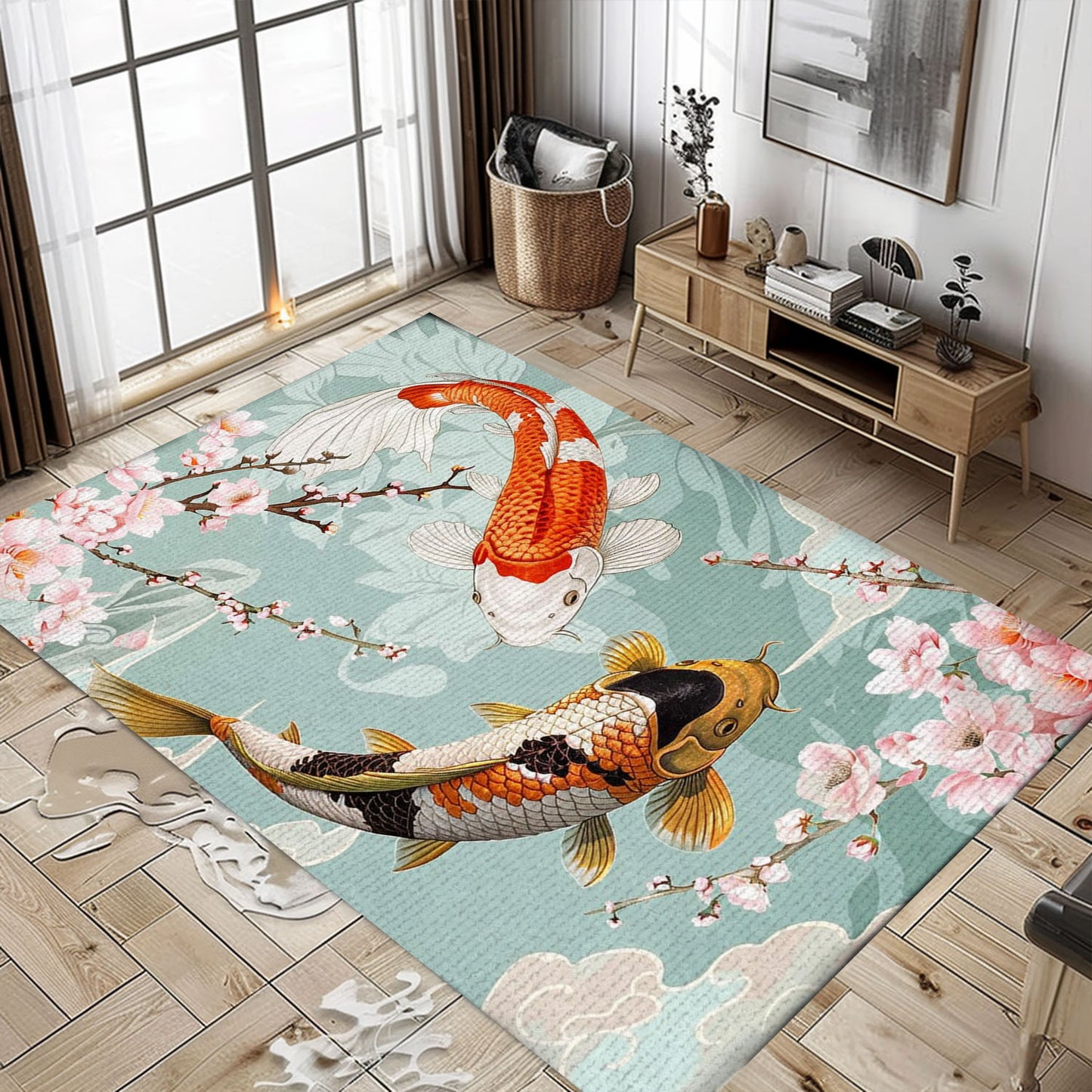 Koi Fish Carpet for Bedrooms and Living Rooms - Perfect Gift for Koi Fish Enthusiasts, Koi Rugs, Koi Fish Rug Carpet for Koi Lovers Size 5x8, 4x6, 3x5, 2x3 FT Koi 54