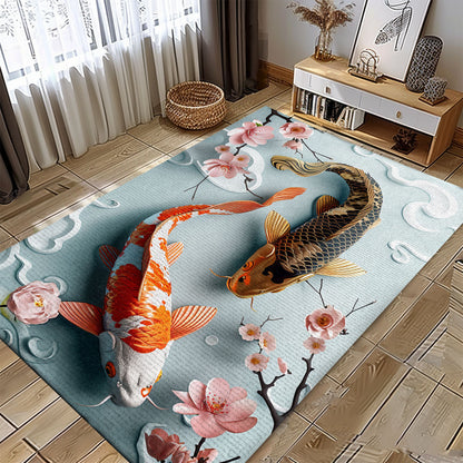 Luxurious Koi Fish Carpet for Living Room or Bedroom - Great Gift Idea for Koi Fish Lovers, Koi Rugs, Koi Fish Rug Carpet for Koi Lovers Size 5x8, 4x6, 3x5, 2x3 FT Koi 53