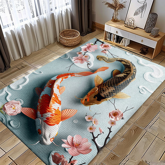 Luxurious Koi Fish Carpet for Living Room or Bedroom - Great Gift Idea for Koi Fish Lovers, Koi Rugs, Koi Fish Rug Carpet for Koi Lovers Size 5x8, 4x6, 3x5, 2x3 FT Koi 53