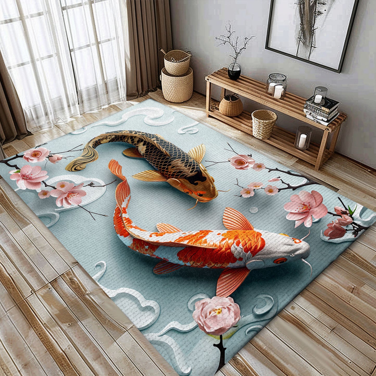 Luxurious Koi Fish Carpet for Living Room or Bedroom - Great Gift Idea for Koi Fish Lovers, Koi Rugs, Koi Fish Rug Carpet for Koi Lovers Size 5x8, 4x6, 3x5, 2x3 FT Koi 53