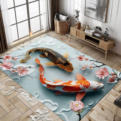 Luxurious Koi Fish Carpet for Living Room or Bedroom - Great Gift Idea for Koi Fish Lovers, Koi Rugs, Koi Fish Rug Carpet for Koi Lovers Size 5x8, 4x6, 3x5, 2x3 FT Koi 53