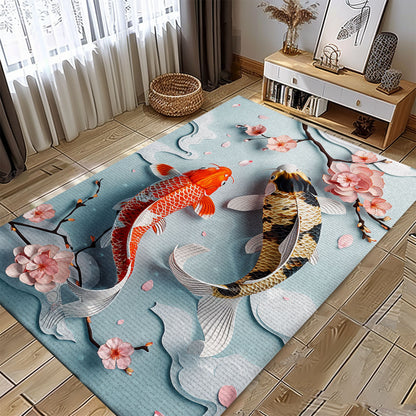 Koi Fish Carpet to Enhance Your Bedroom or Living Room - Ideal Gift for Koi Fish Enthusiasts, Koi Rugs, Koi Fish Rug Carpet for Koi Lovers Size 5x8, 4x6, 3x5, 2x3 FT Koi 52