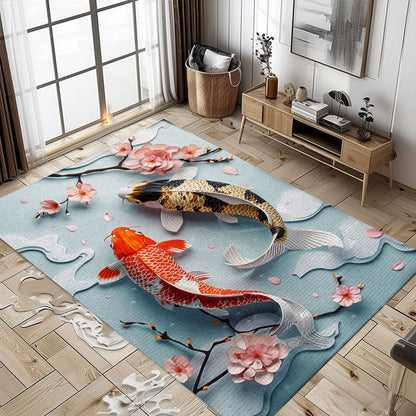 Koi Fish Carpet to Enhance Your Bedroom or Living Room - Ideal Gift for Koi Fish Enthusiasts, Koi Rugs, Koi Fish Rug Carpet for Koi Lovers Size 5x8, 4x6, 3x5, 2x3 FT Koi 52