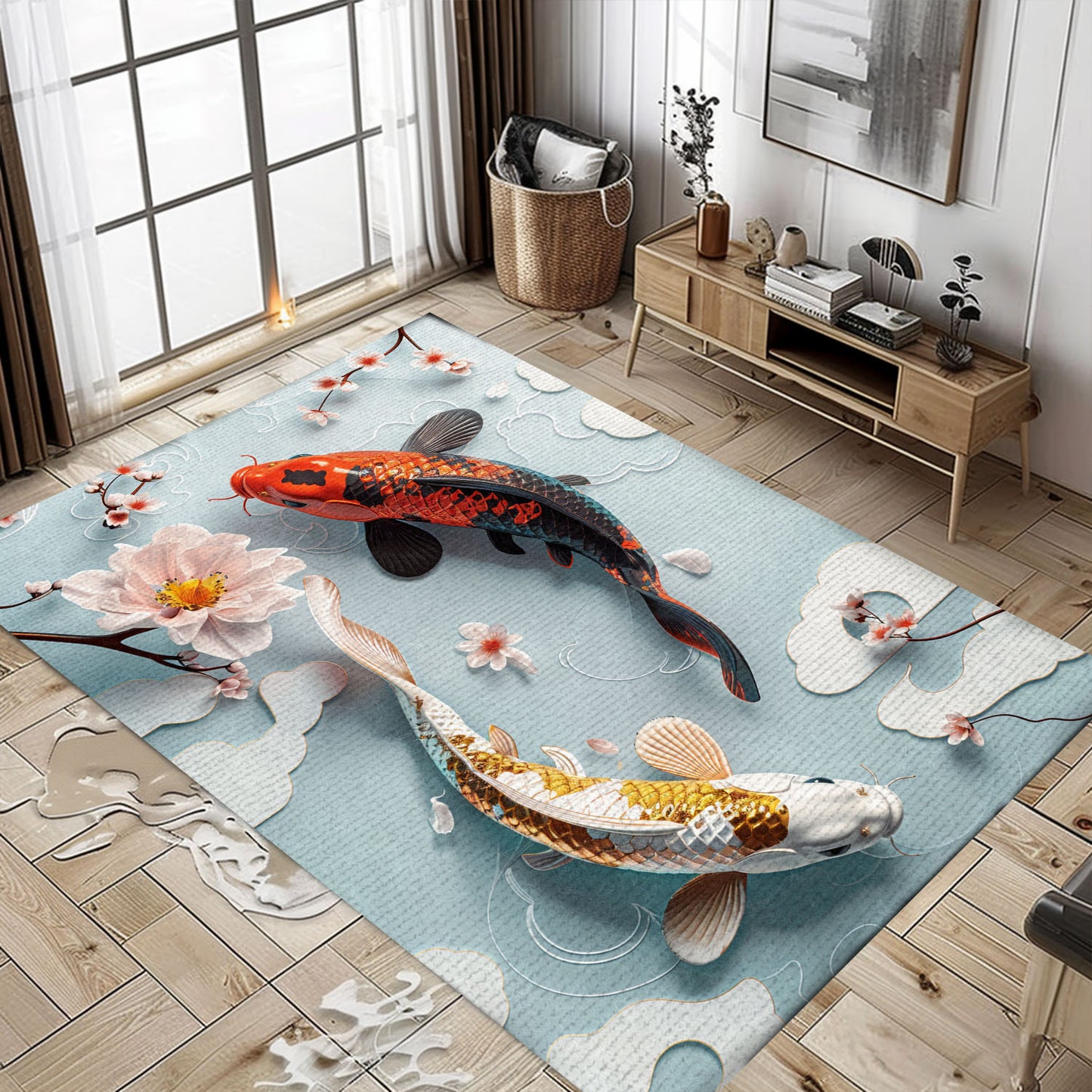 Beautiful Koi Fish Carpet for Living Rooms and Bedrooms - The Perfect Present for Koi Fish Lovers, Koi Rugs, Koi Fish Rug Carpet for Koi Lovers Size 5x8, 4x6, 3x5, 2x3 FT Koi 51