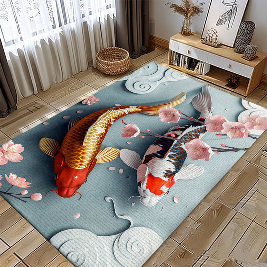 Elegant Koi Fish Carpet for Home Decor in Living Room or Bedroom - Great Gift for Koi Enthusiasts, Koi Rugs, Koi Fish Rug Carpet for Koi Lovers Size 5x8, 4x6, 3x5, 2x3 FT Koi 50