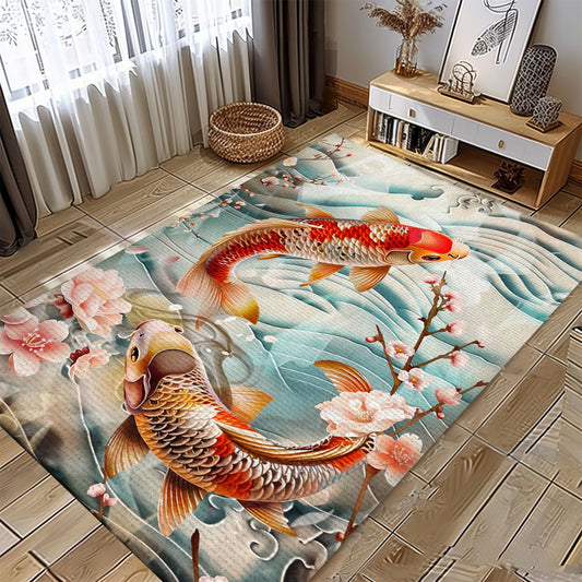 Luxurious Koi Fish Carpet for Living Room or Bedroom - Perfect Gift for Koi Fish Enthusiasts and Decor Fans, Koi Rugs, Koi Fish Rug Carpet for Koi Lovers Size 5x8, 4x6, 3x5, 2x3 FT Koi 60