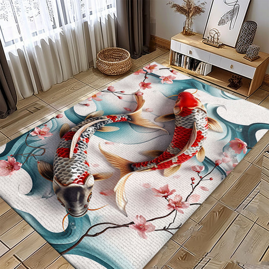 Eye-Catching Koi Fish Carpet for Living Rooms and Bedrooms - Excellent Gift for Koi Fish Enthusiasts, Koi Rugs, Koi Fish Rug Carpet for Koi Lovers Size 5x8, 4x6, 3x5, 2x3 FT Koi 48