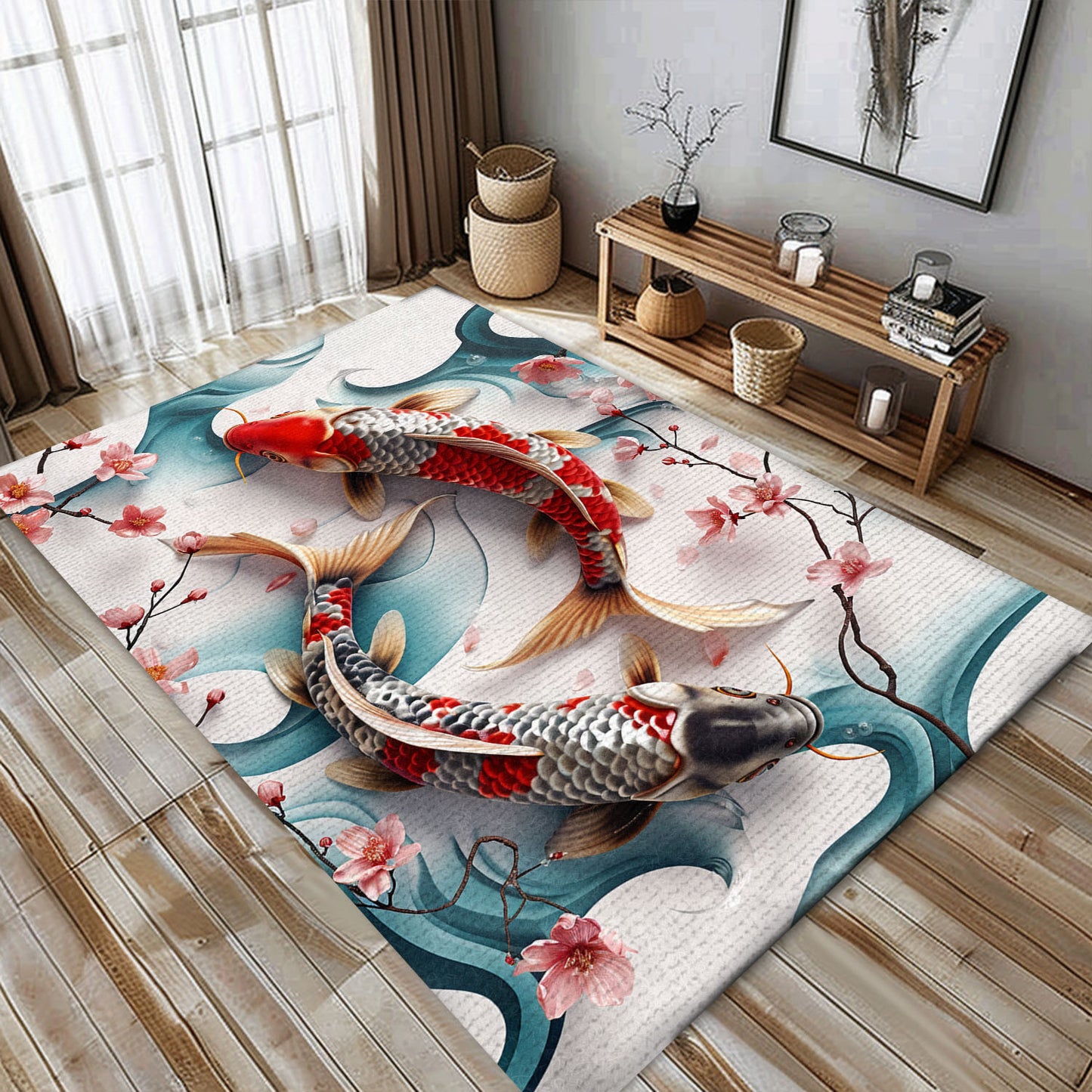 Eye-Catching Koi Fish Carpet for Living Rooms and Bedrooms - Excellent Gift for Koi Fish Enthusiasts, Koi Rugs, Koi Fish Rug Carpet for Koi Lovers Size 5x8, 4x6, 3x5, 2x3 FT Koi 48