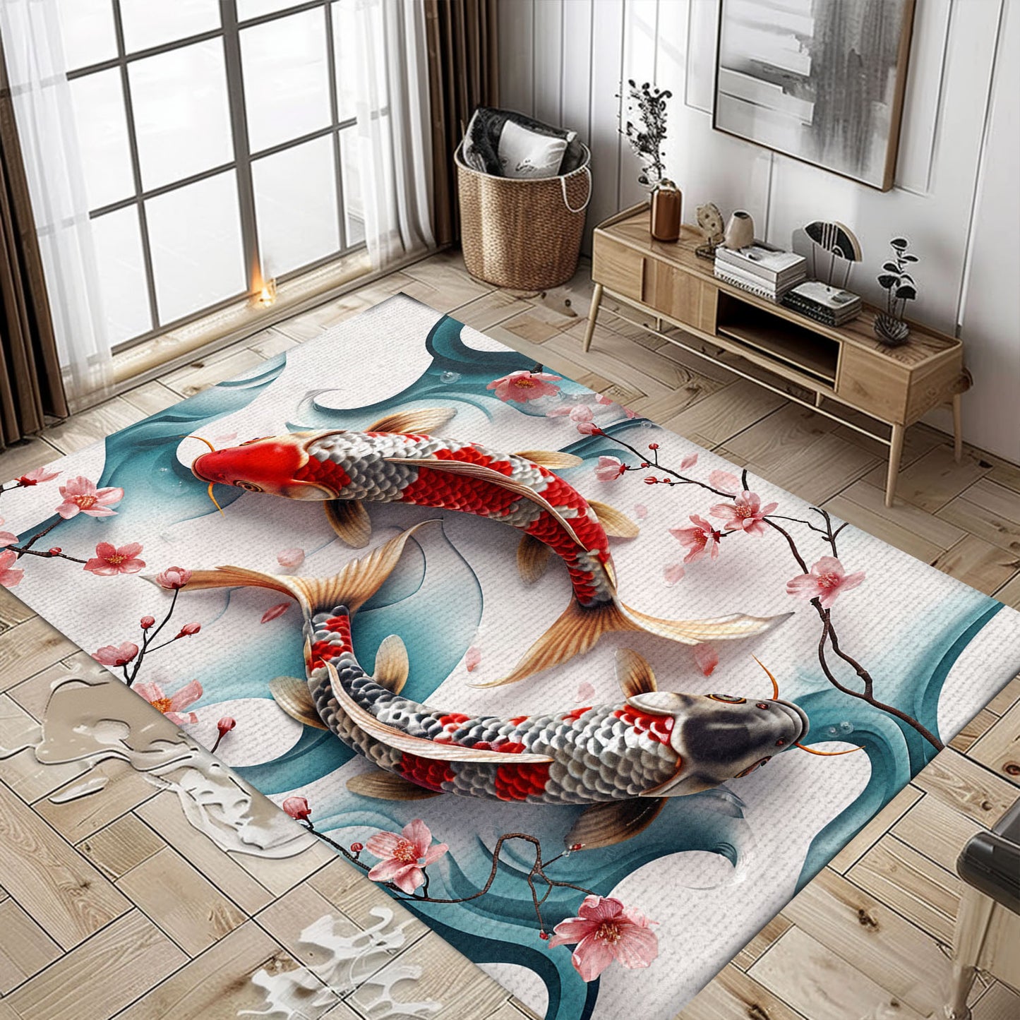 Eye-Catching Koi Fish Carpet for Living Rooms and Bedrooms - Excellent Gift for Koi Fish Enthusiasts, Koi Rugs, Koi Fish Rug Carpet for Koi Lovers Size 5x8, 4x6, 3x5, 2x3 FT Koi 48