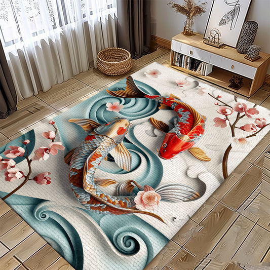 Koi Fish Carpet for Living Room or Bedroom - Delightful Gift for Koi Fish Enthusiasts, Koi Rugs, Koi Fish Rug Carpet for Koi Lovers Size 5x8, 4x6, 3x5, 2x3 FT Koi 46