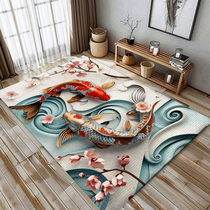 Koi Fish Carpet for Living Room or Bedroom - Delightful Gift for Koi Fish Enthusiasts, Koi Rugs, Koi Fish Rug Carpet for Koi Lovers Size 5x8, 4x6, 3x5, 2x3 FT Koi 46