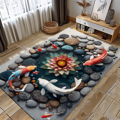 Koi Fish Carpet for Living Room and Bedroom - Unique Gift Idea for Koi Fish Lovers and Art Admirers, Koi Rugs, Koi Fish Rug Carpet for Koi Lovers Size 5x8, 4x6, 3x5, 2x3 FT Koi 44