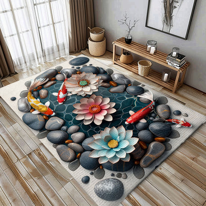 Stunning Koi Fish Carpet to Enhance Your Living Room or Bedroom - Great Gift for Koi Fish Enthusiasts, Koi Rugs, Koi Fish Rug Carpet for Koi Lovers Size 5x8, 4x6, 3x5, 2x3 FT Koi 43