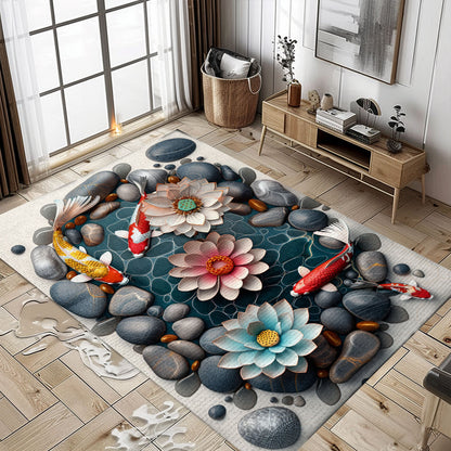 Stunning Koi Fish Carpet to Enhance Your Living Room or Bedroom - Great Gift for Koi Fish Enthusiasts, Koi Rugs, Koi Fish Rug Carpet for Koi Lovers Size 5x8, 4x6, 3x5, 2x3 FT Koi 43