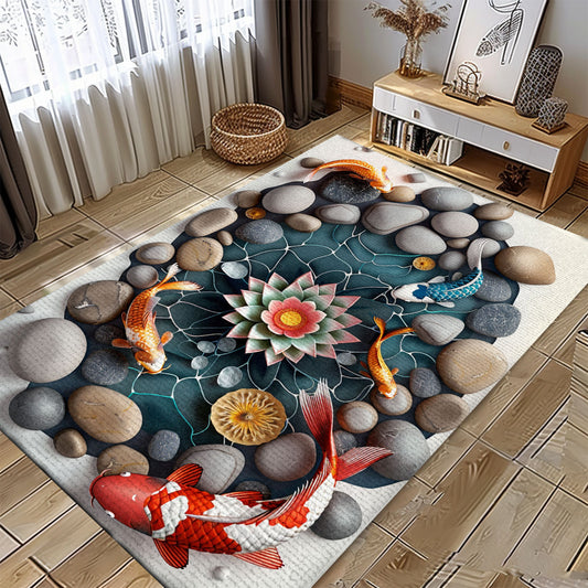 Elegant Koi Fish Carpet for Bedrooms and Living Rooms - Ideal Present for Anyone Who Loves Koi Fish, Koi Rugs, Koi Fish Rug Carpet for Koi Lovers Size 5x8, 4x6, 3x5, 2x3 FT Koi 42