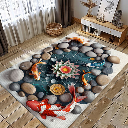 Elegant Koi Fish Carpet for Bedrooms and Living Rooms - Ideal Present for Anyone Who Loves Koi Fish, Koi Rugs, Koi Fish Rug Carpet for Koi Lovers Size 5x8, 4x6, 3x5, 2x3 FT Koi 42