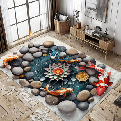 Elegant Koi Fish Carpet for Bedrooms and Living Rooms - Ideal Present for Anyone Who Loves Koi Fish, Koi Rugs, Koi Fish Rug Carpet for Koi Lovers Size 5x8, 4x6, 3x5, 2x3 FT Koi 42