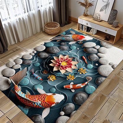 Beautiful Koi Fish Carpet for Living Room, Bedroom - Perfect Gift for Koi Lovers and Home Decor Enthusiasts, Koi Rugs, Koi Fish Rug Carpet for Koi Lovers Size 5x8, 4x6, 3x5, 2x3 FT Koi 41