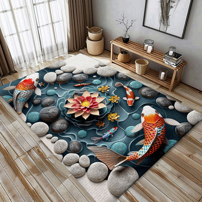 Beautiful Koi Fish Carpet for Living Room, Bedroom - Perfect Gift for Koi Lovers and Home Decor Enthusiasts, Koi Rugs, Koi Fish Rug Carpet for Koi Lovers Size 5x8, 4x6, 3x5, 2x3 FT Koi 41